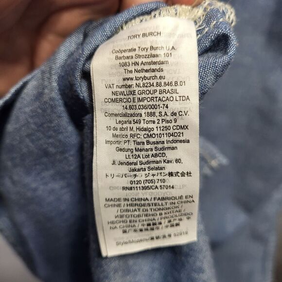 Tory Burch Blue Chambray Ruffle Collar Shirt Dress - Size XS - Picture 14 of 14